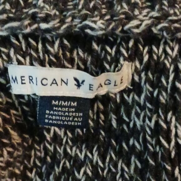 American Eagle Cardigan Sweater Gray Pockets Open Front Knit Womens Size M - Picture 6 of 8